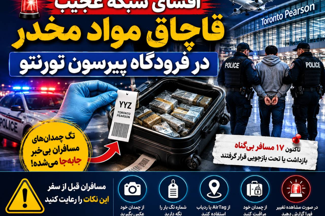 افشای شبکه عجیب قاچاق مواد مخدر در فرودگاه پیرسون تورنتو؛ مسافران بی‌گناه بازداشت شدند